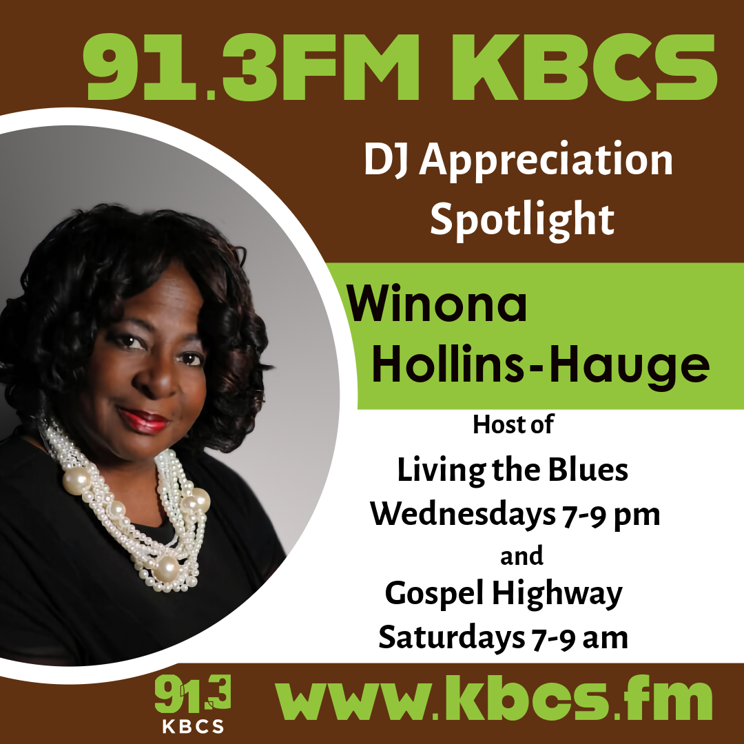 brown green white profile image with pic of Winona Hollins-Hauge and info