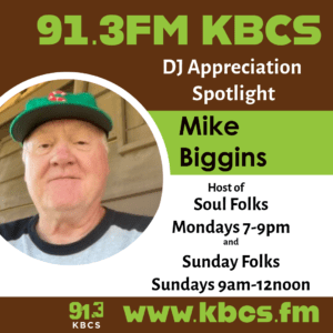 brown green white profile image with pic of Mike Biggins and info