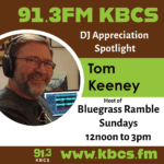 brown green white profile image with pic of Tom Keeney and info