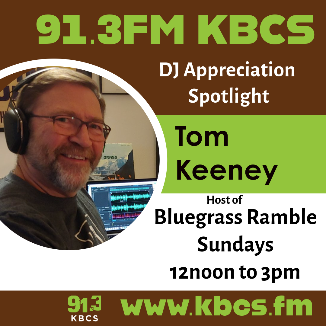 brown green white profile image with pic of Tom Keeney and info